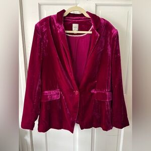 EUC Anthropologie Maeve Tessie Pink Velvet Blazer Sz L